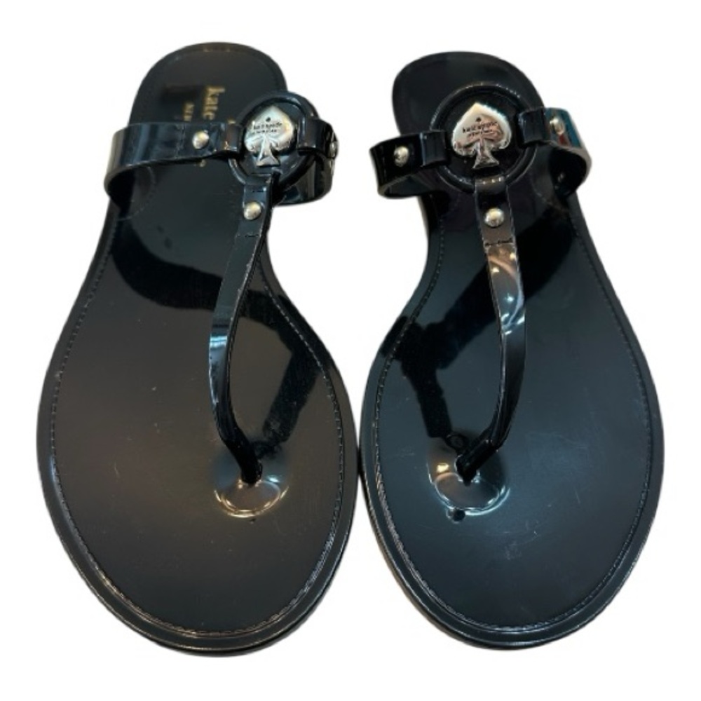 Kate Spade Glossy Black Thong Sandals - Picture 2 of 5